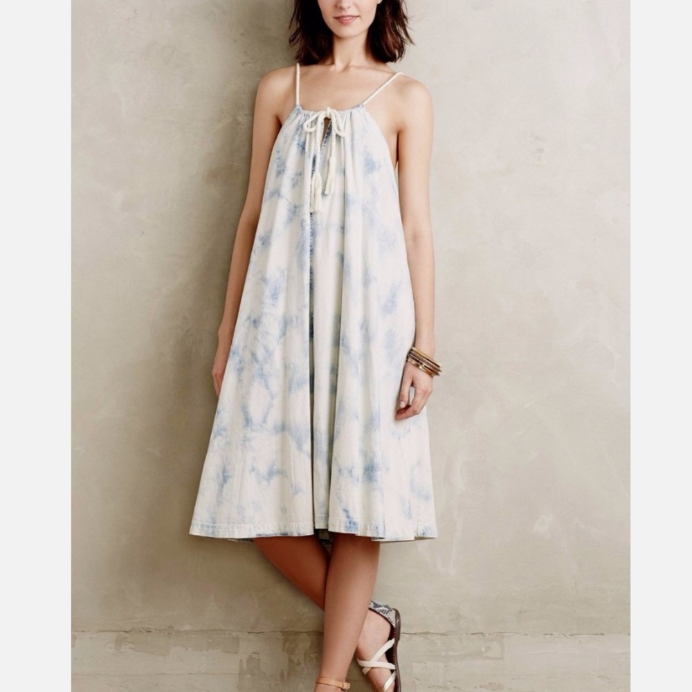 Anthropologie Light Blue Tie-Dye Dress